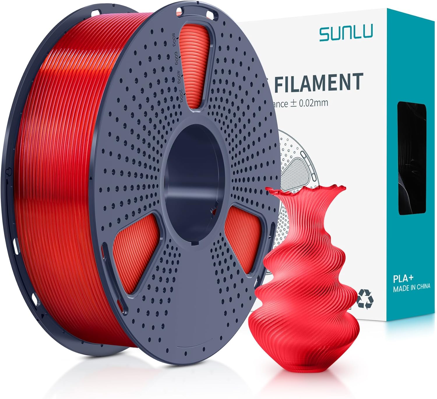 SUNLU High Speed PLA+ Vermelho Transparente